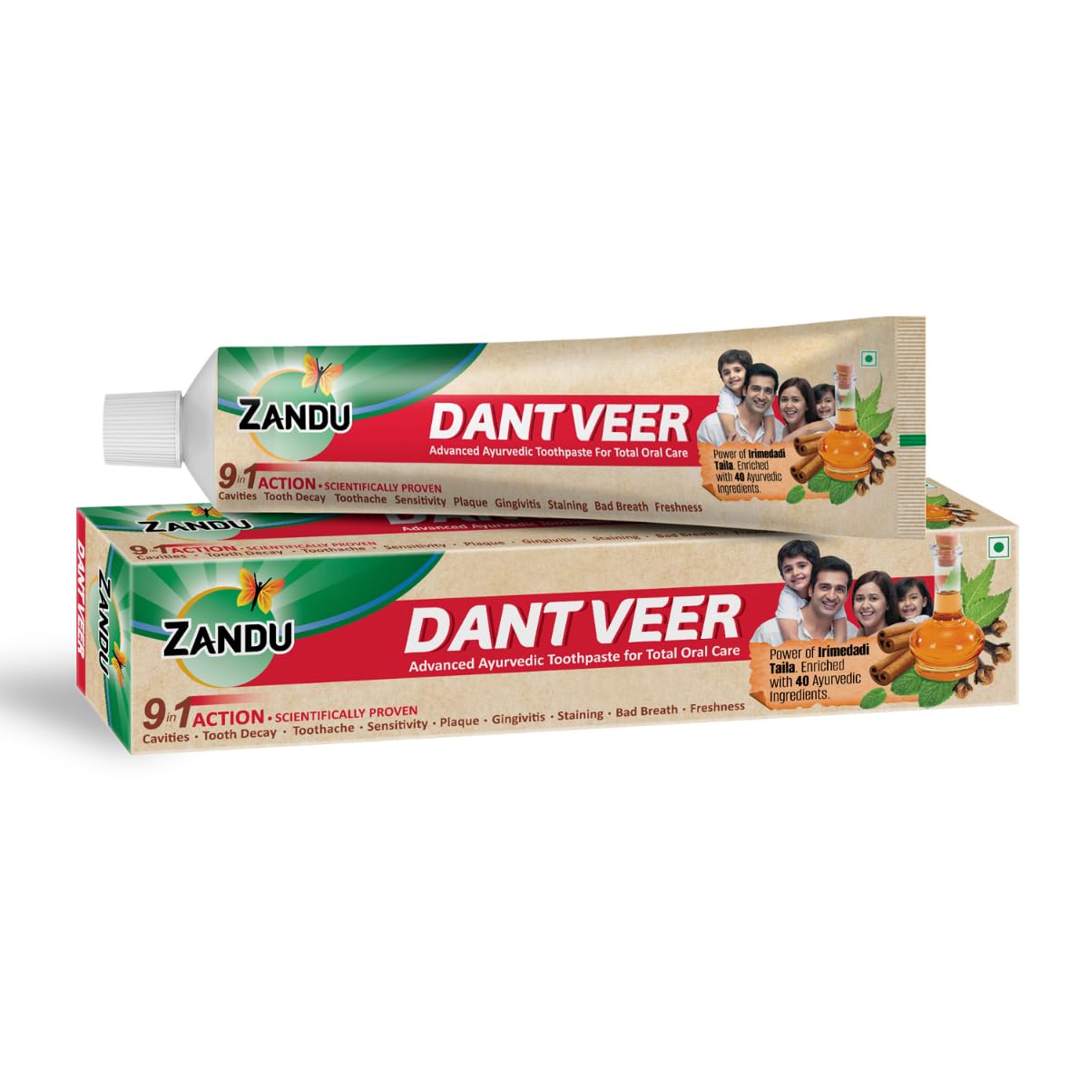 Zandu Dantveer, 200g, USAâ€™s 1st Ayurvedic toothpaste with Irimedadi oil | Scientifically proven formula |Fights 9 dental problems