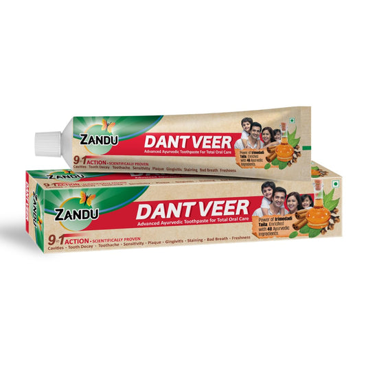 Zandu Dantveer, 200g, USAâ€™s 1st Ayurvedic toothpaste with Irimedadi oil | Scientifically proven formula |Fights 9 dental problems