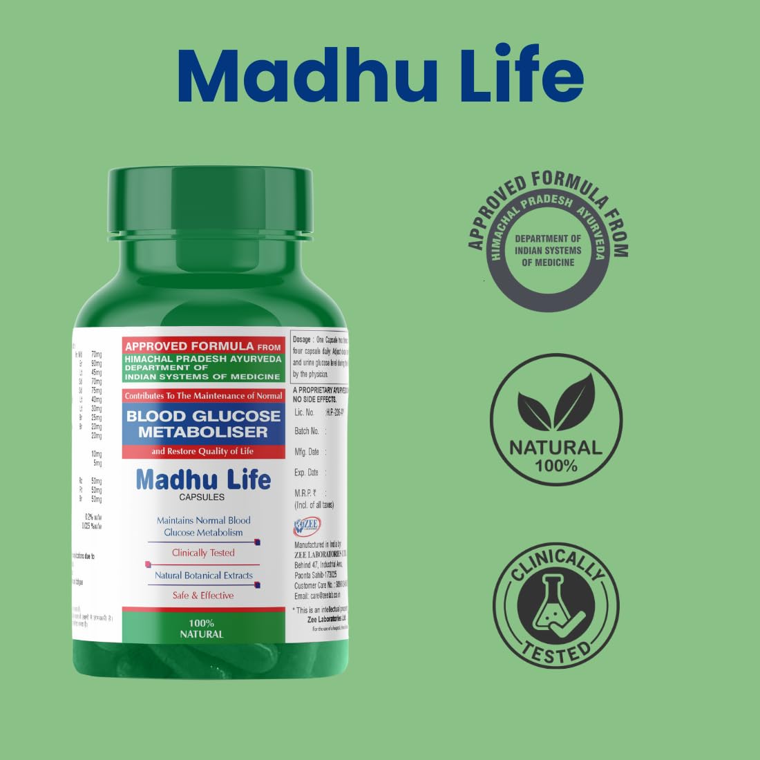Zeelab Madhu Life Capsules | 100% Natural Ayurvedic Medicine For Diabetes