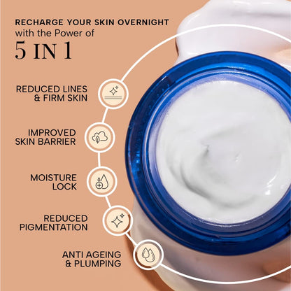 Ras Luxury Oils Super Recharge Night Cream with Bakuchiol (Natural Retinol) & Peptides| Anti-aging Formula | Hydrates & Strenghten Skin Barrier | Reduces Fine Lines & Wrinkles | Luxury Skincare