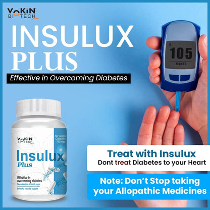 Vokin Biotech Herbal Insulux Plus For Endocrine Health and Sugar Control Berberine 200 mg and Milk Thistle 200 mg Manages Blood Sugar Levels I For Both Men & Women (60 Capsules)