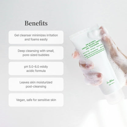 Dr.Althea Green Relief Amino Gel Cleanser | Lightweight & Hydrating Makeup Remover | Daily Face Wash with Hyaluronic Acid | Korean Vegan Skincare for All Skin Types | 100ml