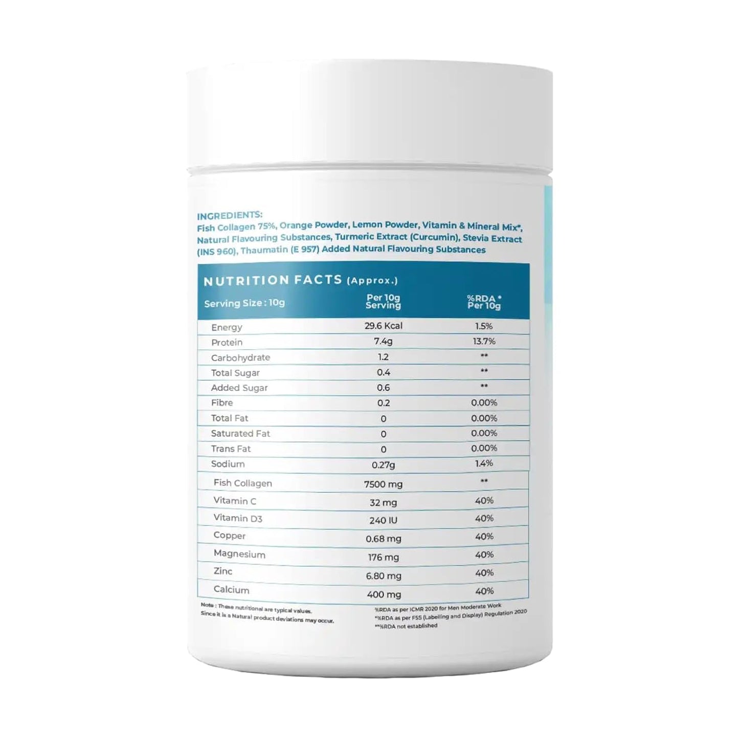 NATURALTEIN Pure Marine Collagen Supplement, 300g | Hydrolyzed Collagen Powder and Amino Acids | Supports Healthy Skin, Hair, Nails, Bone & Joint | Flavour: Orange
