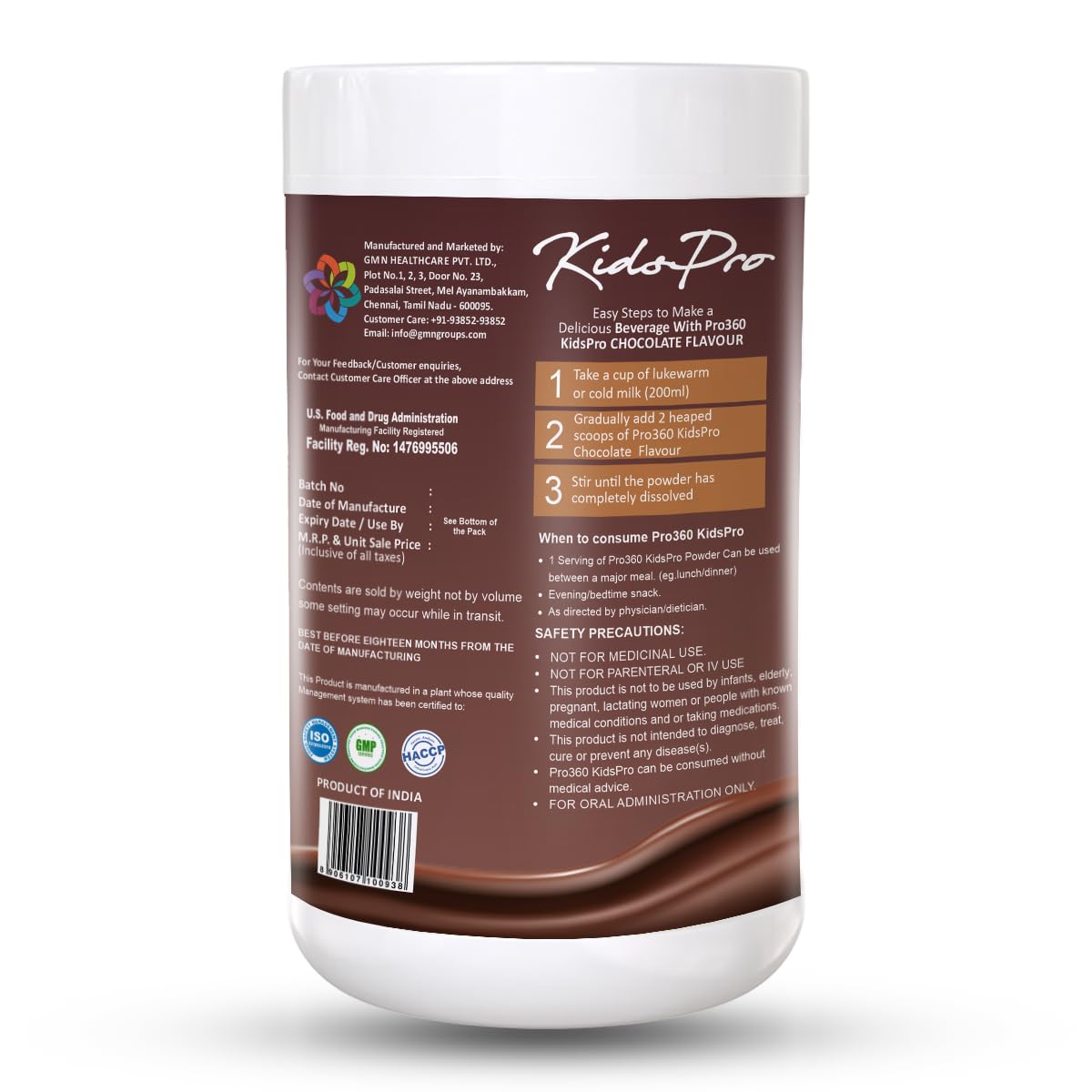 Pro360 Kidspro Protein Powder Child Nutrition & Health Supplement for Growing Children, Improves Growth and Active Strong Kids â€“ 200g (Chocolate Flavor)