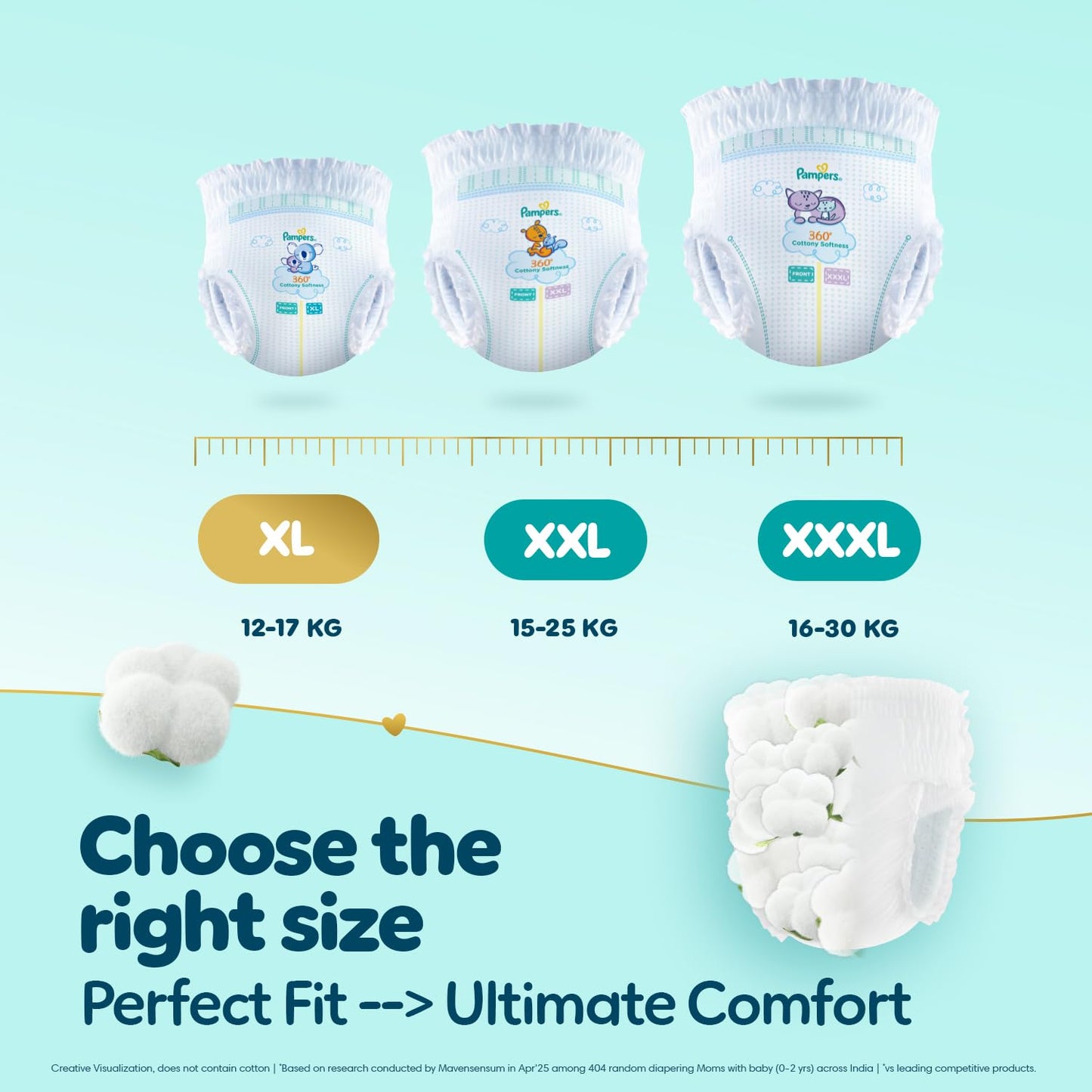 Pampers Premium Care Pant Style Baby Diapers XL 72 Count | No Marks Design | Voted India’s #1 Softest Diaper | All in 1 diaper with 360 Cottony Softness