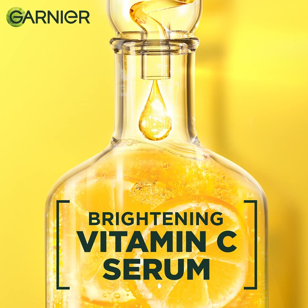 Garnier Skin Naturals, Night Cream, Anti-Dark Spots & Brightening, Bright Complete Vitamin C Yoghurt, 40 g & Garnier Brightening Moisturiser, Serum Gel, Infused with Vitamin C and Lemon, 45g