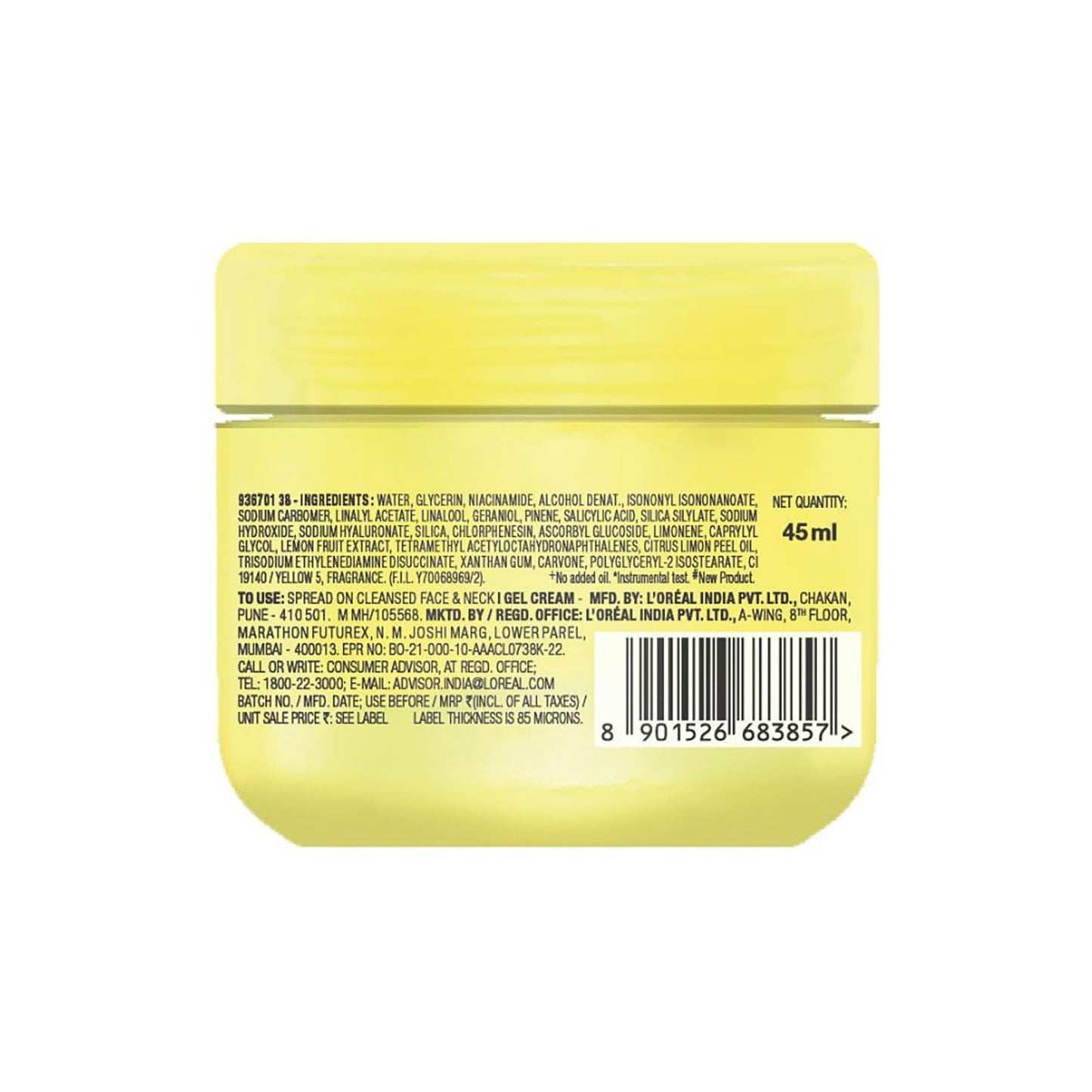 Garnier Fresh & Bright Vitamin C Sorbet Moisturizer, 4.5% Vit C + Hyaluronic Acid + Niacinamide + BHA, 9x Lighter Sorbet Cream, For Hydration & Dark Spot Reduction, Suitable for Oily to Normal & Combination Skin, 45g