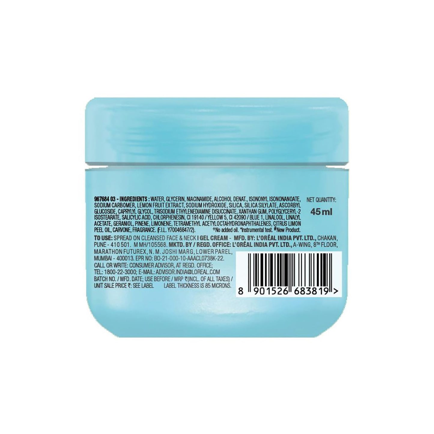 Garnier Fresh & Matte Salicylic Acid Sorbet Moisturizer Cream, 4.5% Salicylic Acid + Niacinamide + Vitamin C, 9x Lighter Sorbet Cream, For Hydration & Oil Control, Suitable for Oily to Normal & Combination Skin, 45g