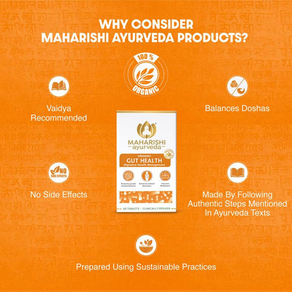 Maharishi Ayurveda Gut Health Tablets - 100% Ayurvedic & Natural | Enhance Nutrient Absorption & Digestion | For Overall Gut Health | 60 Tablets
