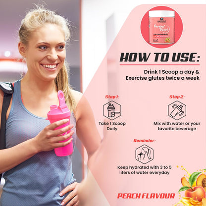 NATURYZ Perfect Peach 4-in-1 GLUTE BUILDER | Micronized Creatine Monohydrate for Women | Booty Gain Collagen | Vegan BCAA 2:1:1 | Electrolytes | Increase Lean Muscle Mass Gain â€“ 100g (Peach Flavour)
