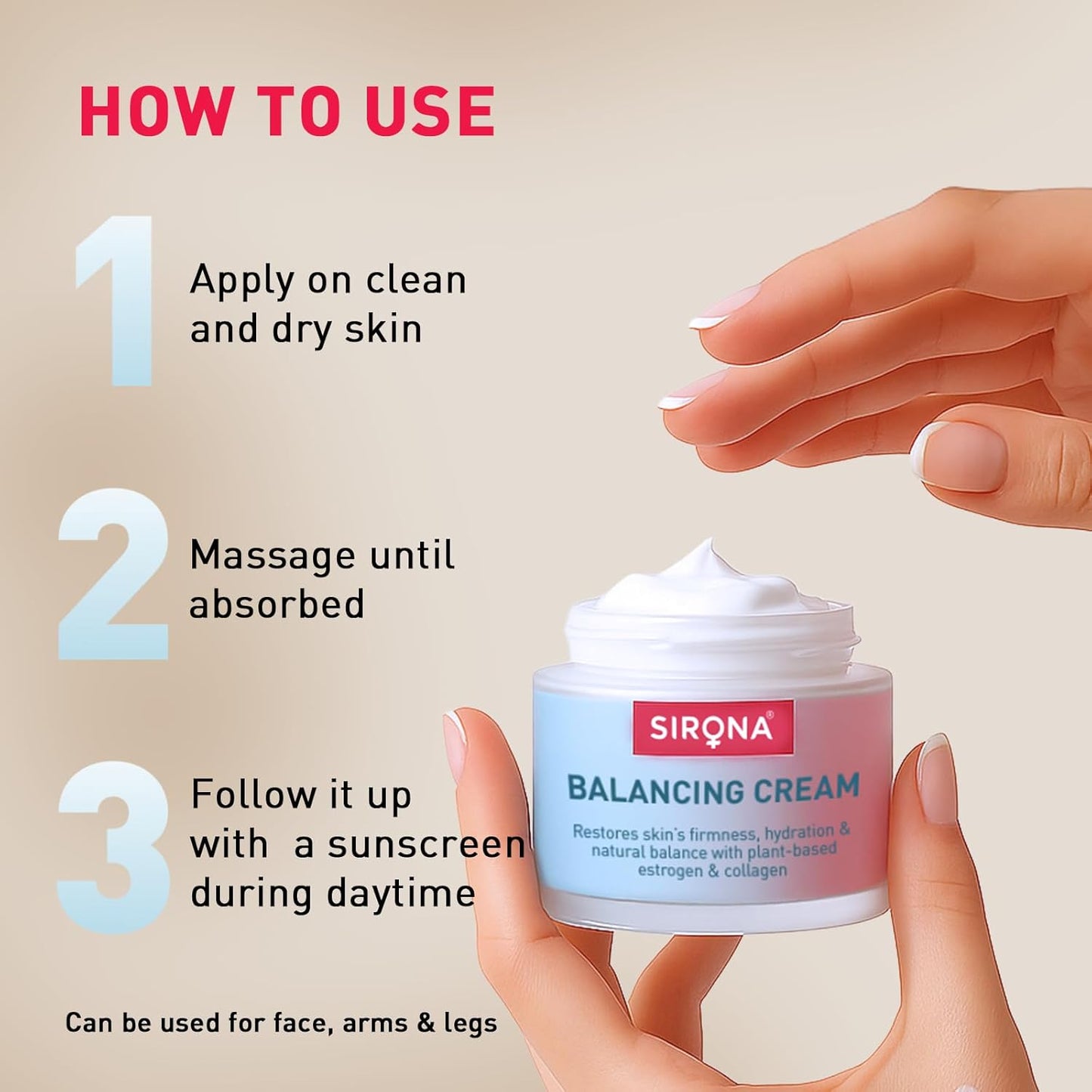 Sirona Skin Balancing Face & Body Cream for Women - 50 GM (Pack of 1) | Hydrating & Firming Moisturizer for Perimenopausal and Menopausal Skin | Restores Moisture & Elasticity | Dermatologically Tested