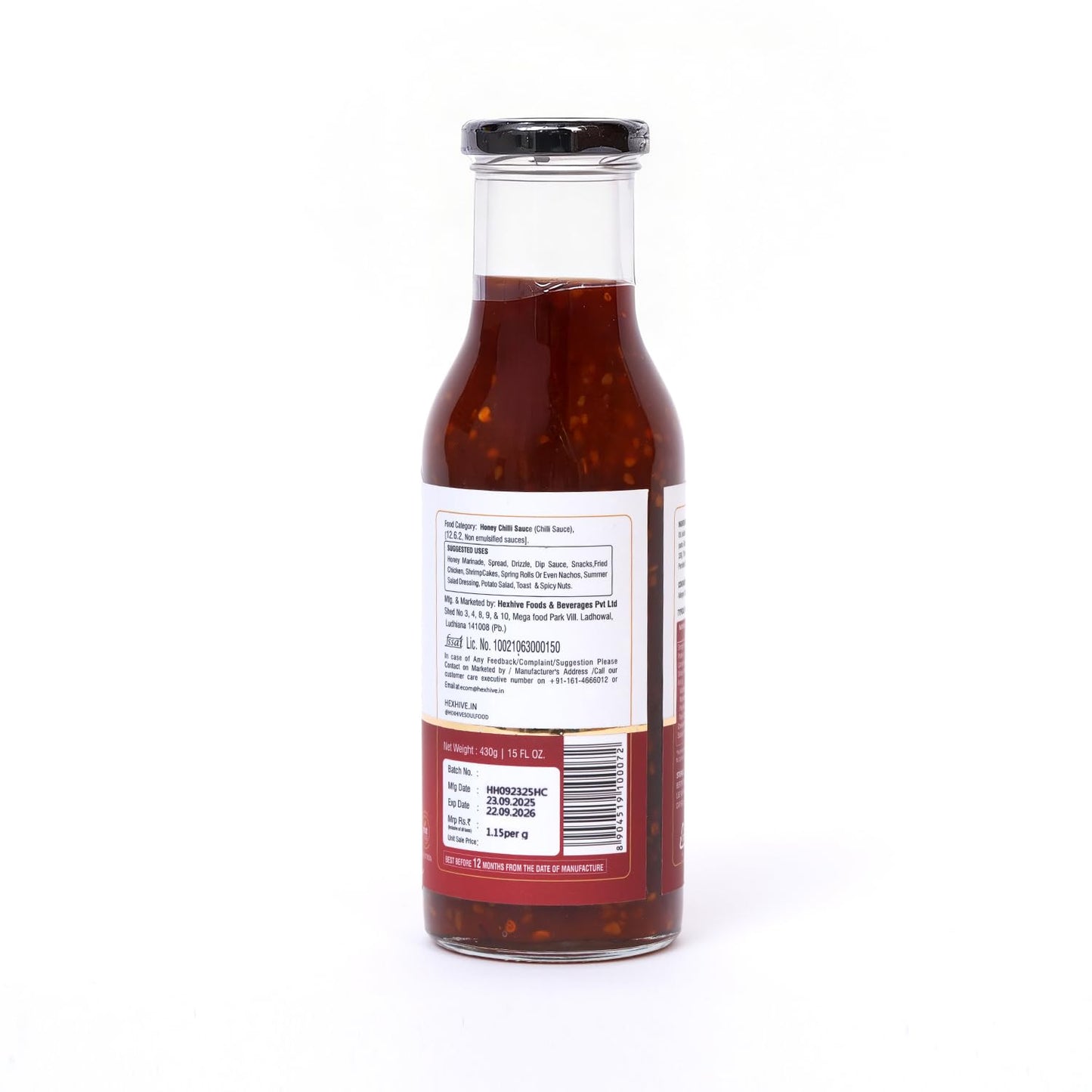 Hexhive Honey Chilli Sauce | Sweet & Spicy Asian-Style Sauce | Made with Real Honey, Tomato Purée & Chilli Flakes | Perfect Dip and Cooking Sauce | No Added Sugar | Natural Sweet-Spicy Glaze | 430g