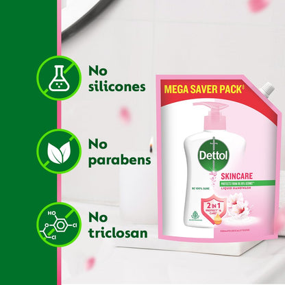 Dettol Liquid Handwash Refill â€“ Skincare Hand Wash- 1350ml | pH Balanced | 10x Better Germ Protection
