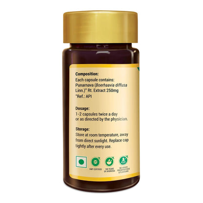 Zandu Punarnava Capsules, With Goodness of Natural Punarnava Extract known for Good Gut Health & for Healthy Appetite, Helps for Heart and Urinary Health - 60 Veg capsules