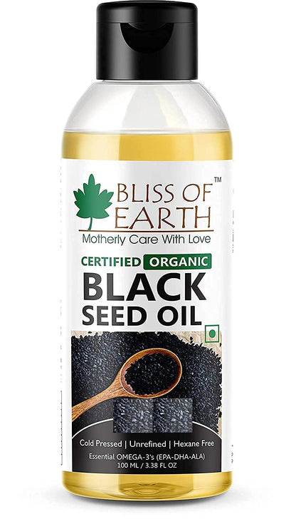 Bliss of Earth 100ML Certified Organic Black Seed Oil | Kalonji Oil+100ML Castor Oil for Hair Growth,Smooth Skin,