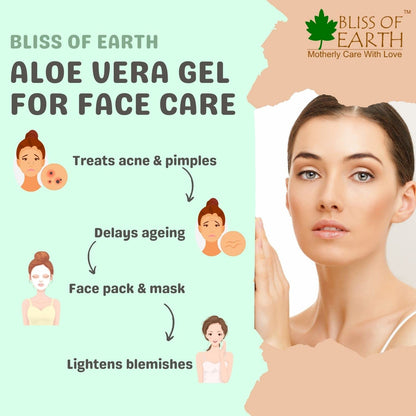 Bliss of Earth Aloe Vera Gel Pure Crystal Clear | Best For Face, Body & Hair | Effective Cooling, Soothing & Hydrating | Colour and Fragrance free Alcohol and Paraben Free | 1 KG