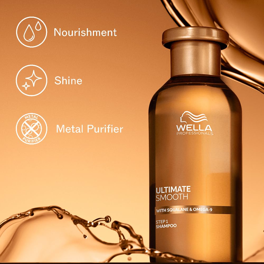 Wella Professionals Ultimate Smooth Shampoo with Squalane and Omega-9 for dry, dull, & frizzy hair | 250ml