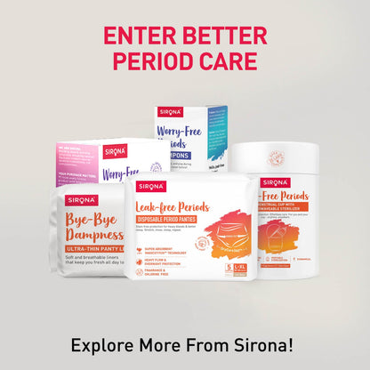 Sirona Sanitary Pads for Women - XL (Pack of 30) | Pad for Rashfree Periods | Cottony Soft & Breathable Napkins For Ultra Comfort | Upto 8 Hrs Leak-Proof Protection