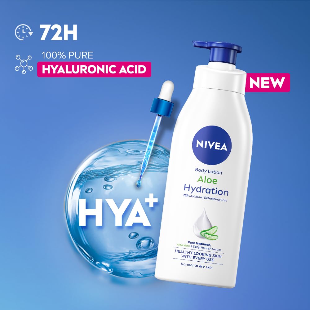 NIVEA Aloe Hydration Body Lotion, 400ml | 72H Moisturization | With Deep Moisture Serum & 100% Natural Aloe Vera Extracts | All Skin Types