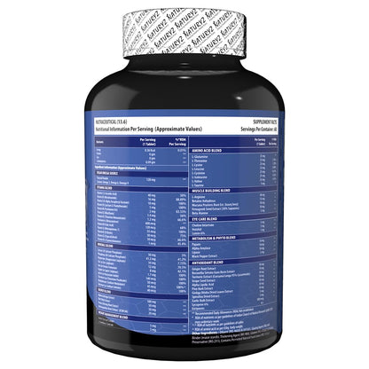 NATURYZ Daily Multivitamin Men 18+ with Highest 60 Nutrients (Vitamins, Minerals, Amino acids, Enzymes, Antioxidants, Herbal Extracts with Omega 3) and 11 Performance Blends for Muscle growth, Strength & Immunity- 60 Tablets