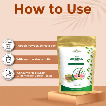 Bhringraj Powder - The Ayurvedic Solution For Stronger Hair And Healthier Scalp, Natural And Pure 100Gm (Pack of 1)