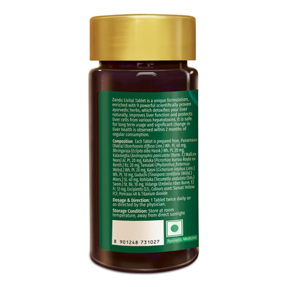 Zandu Livital Liver Tablets â€“ Clinically Proven for Liver Detox & Health Support in 2 Months | 90 Tabs | Ayurvedic Formula with Bhringaraj & Guduchi | 100% Ayurvedic Ingredients