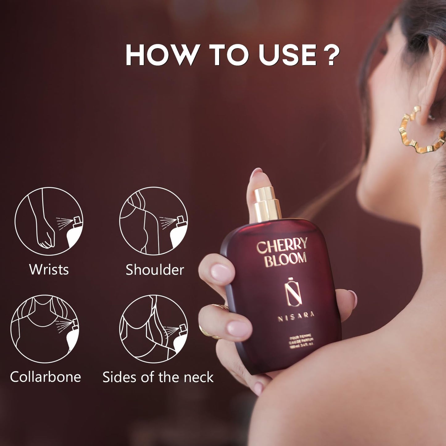 Nisara Cherry Bloom Gourmet Perfume For Woman 100 ml | Long Lasting Eau De Parfum | Fruity - Floral Fragrance With | Cherry, Plum, Tuberose, Vanilla, Musk, Amber, Sandalwood | EDP Scent spray for Women | Premium Perfume For Her