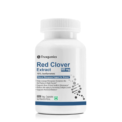 Trexgenics RED CLOVER 500mg (10% Phytoestrogen Isoflavones) Natural Menopause, Hormonal Balance Support for Women (60 Vcaps) (1)