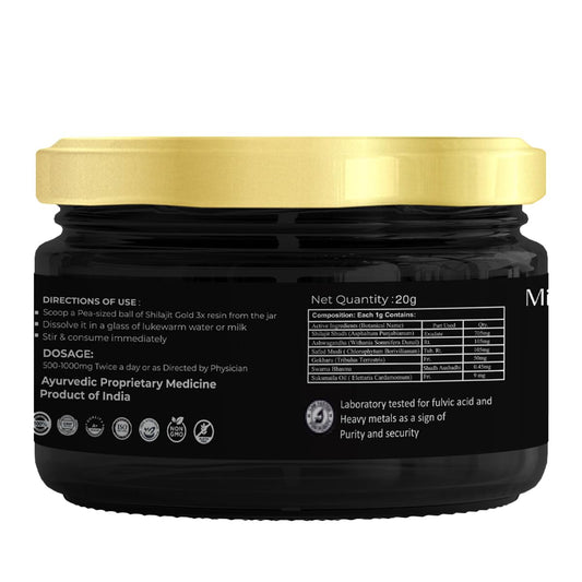 Miduty Shilajit Gold 3X - Ashwagandha - Himalayan Shilajit Gold - Original Shilajit Gold Resin - Shilajit for Men - 20g