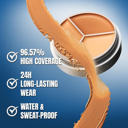TFIT Cover Up Pro Concealer - Triple Palette | High-Pigmented, Full Coverage & Crease-Proof | Korean Concealer for Dark Circles, Redness & Blemishes (00 Light, 15g)