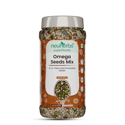 Neuherbs Omega-3 Fiber 4-in-1 raw & Unroasted seeds mix 200g | Diet snacks | Super Seeds Mix For Eating | Healthy Food For Weight Management, Heart,Good Skin