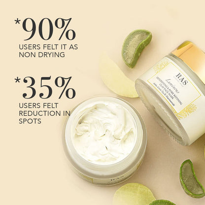 RAS Luxury Oils Luminous Detoxifying & Pore Refining Clay Face Mask For Glowing Skin, Tan Removal, Oil & Acne Control, Kaolin Clay, Green Tea, Neem & Amla Extract 50g