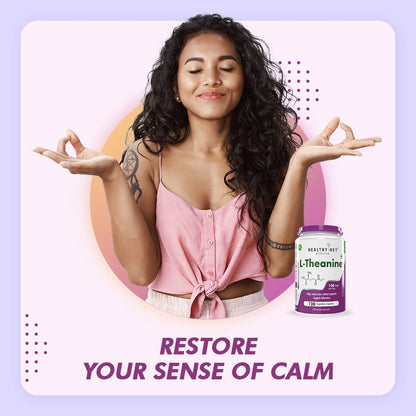 HealthyHey Nutrition L-Theanine -Support Relaxation - 90 Vegetarian Capsules