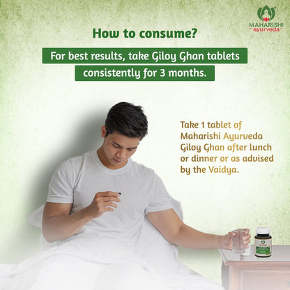 Maharishi Ayurveda Giloy Ghan Vati - 100% Natural Immunity Boosting Tablets | Enhances Strength & Stamina | Fights Fatigue | Detoxifies The Body, 60 Tablets