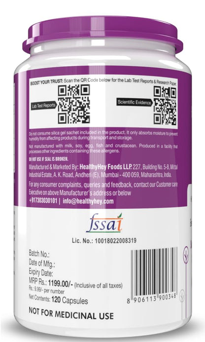 HealthyHey Nutrition Potassium Citrate -120 Vegetable Capsules
