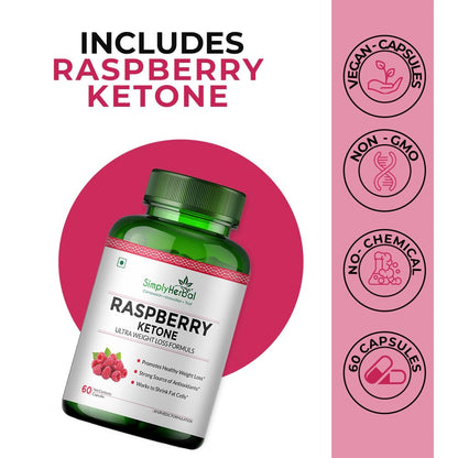 Simply Herbal 800 MG Raspberry Ketone Fruit Extract for Weight Management | Supplement Capsules With Raspberry for Promotes Healthy Weight Management Support Appetite Suppression â€“ 60 Capsules