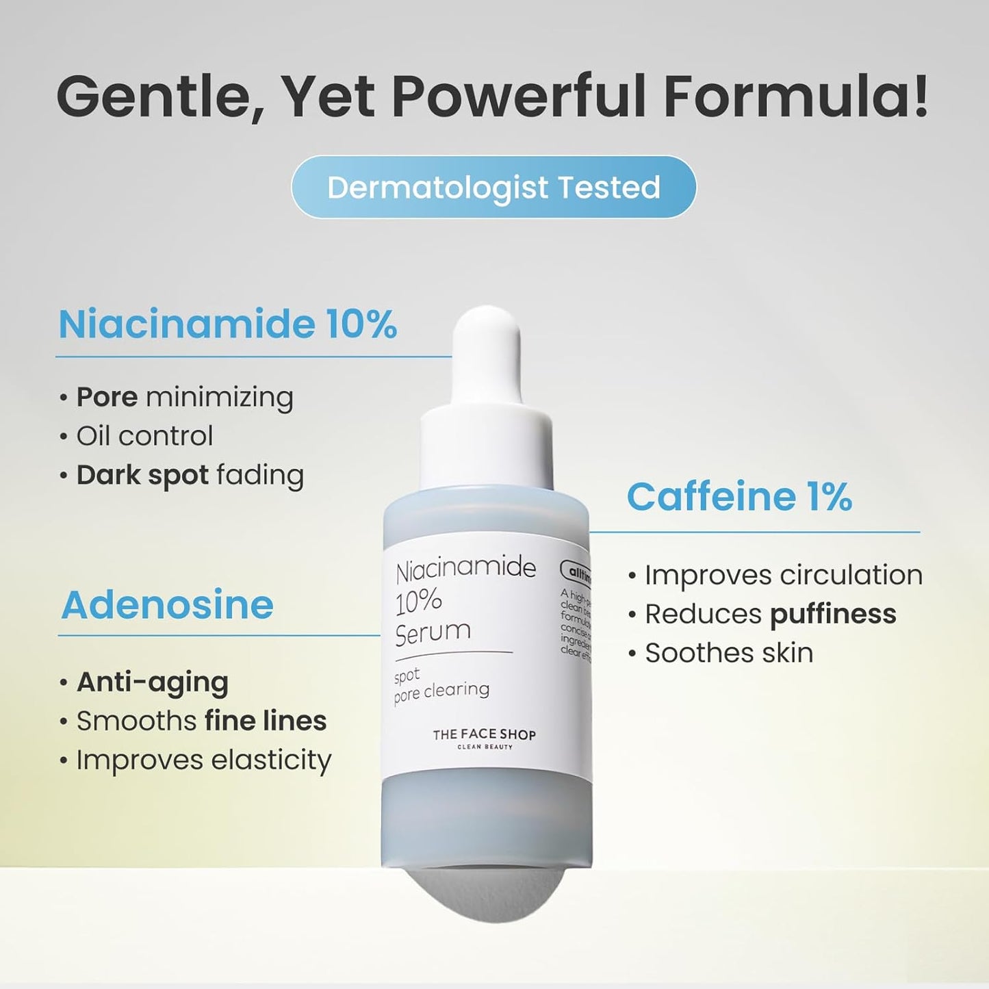 The Face Shop Alltimate Niacinamide 10% Serum 30ML for Face with Caffeine & Peptide, Korean Skin Care, Oil Control & Pores Reducer, Improve Skin Elasticity, Non-comedogenic