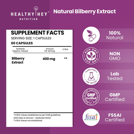 HealthyHey Nutrition Natural Bilberry Extract 60 vegetable capsules
