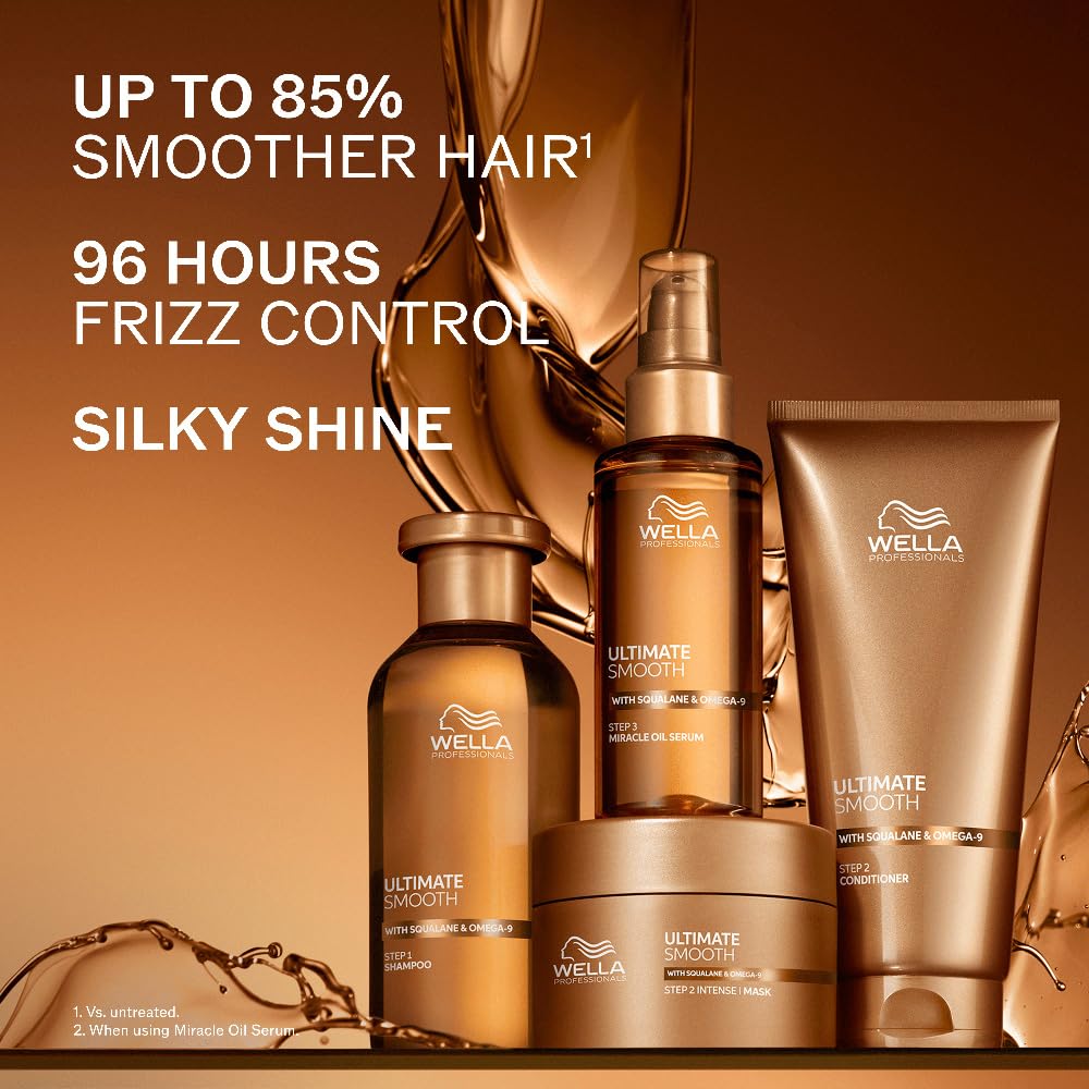 Wella Professionals Ultimate Smooth Shampoo with Squalane and Omega-9 for dry, dull, & frizzy hair | 250ml
