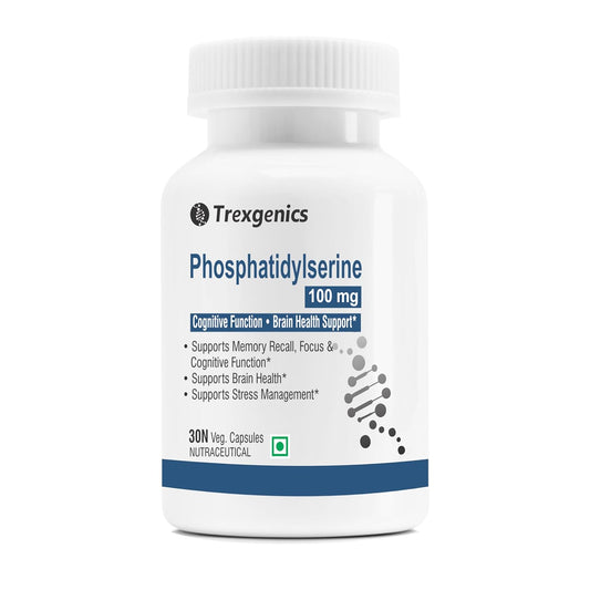 Trexgenics PHOSPHATIDYLSERINE 100 mg from Phospholipid Complex 143 mg, Cognitive Function, Brain Health Support (30 Veg Capsules)