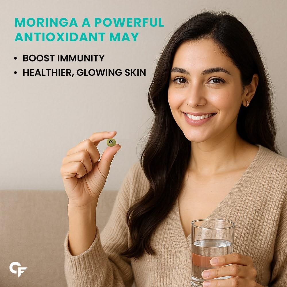 Carbamide Forte Organic Moringa Tablet with 1000mg Leaves Extract | Moringa Powder Tablets for Immunity, Digestion & Energy | Tablets 60