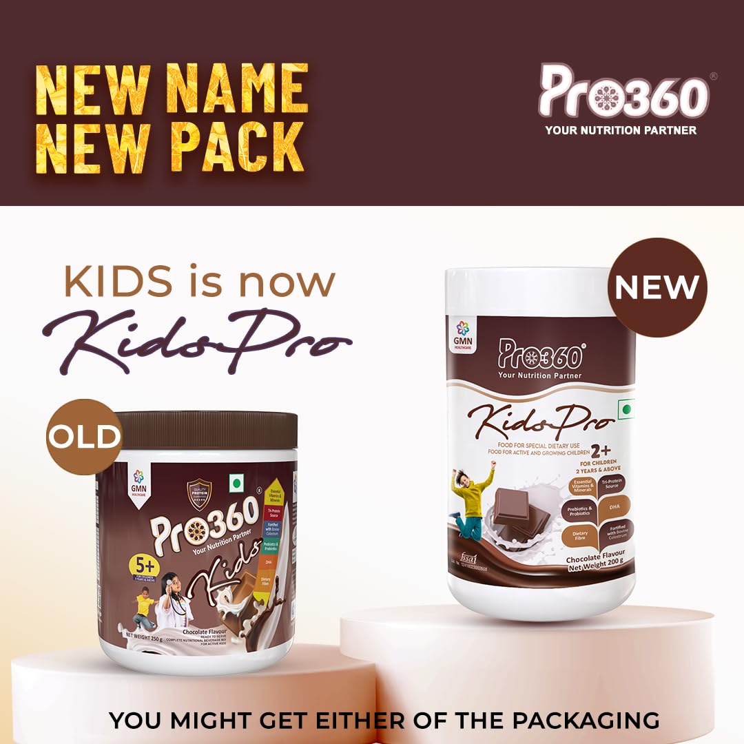 Pro360 Kidspro Protein Powder Child Nutrition & Health Supplement for Growing Children, Improves Growth and Active Strong Kids â€“ 200g (Chocolate Flavor)