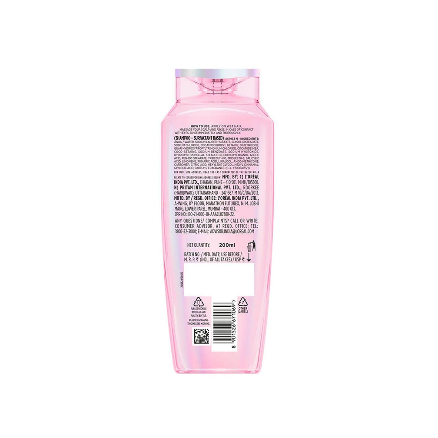 L'Oreal Paris Glycolic Gloss Shine Boosting Shampoo, Powered By 3% Glycolic Acid, For Dull Hair, Restores Hair Quality Gives 3X More Gloss, 200Ml