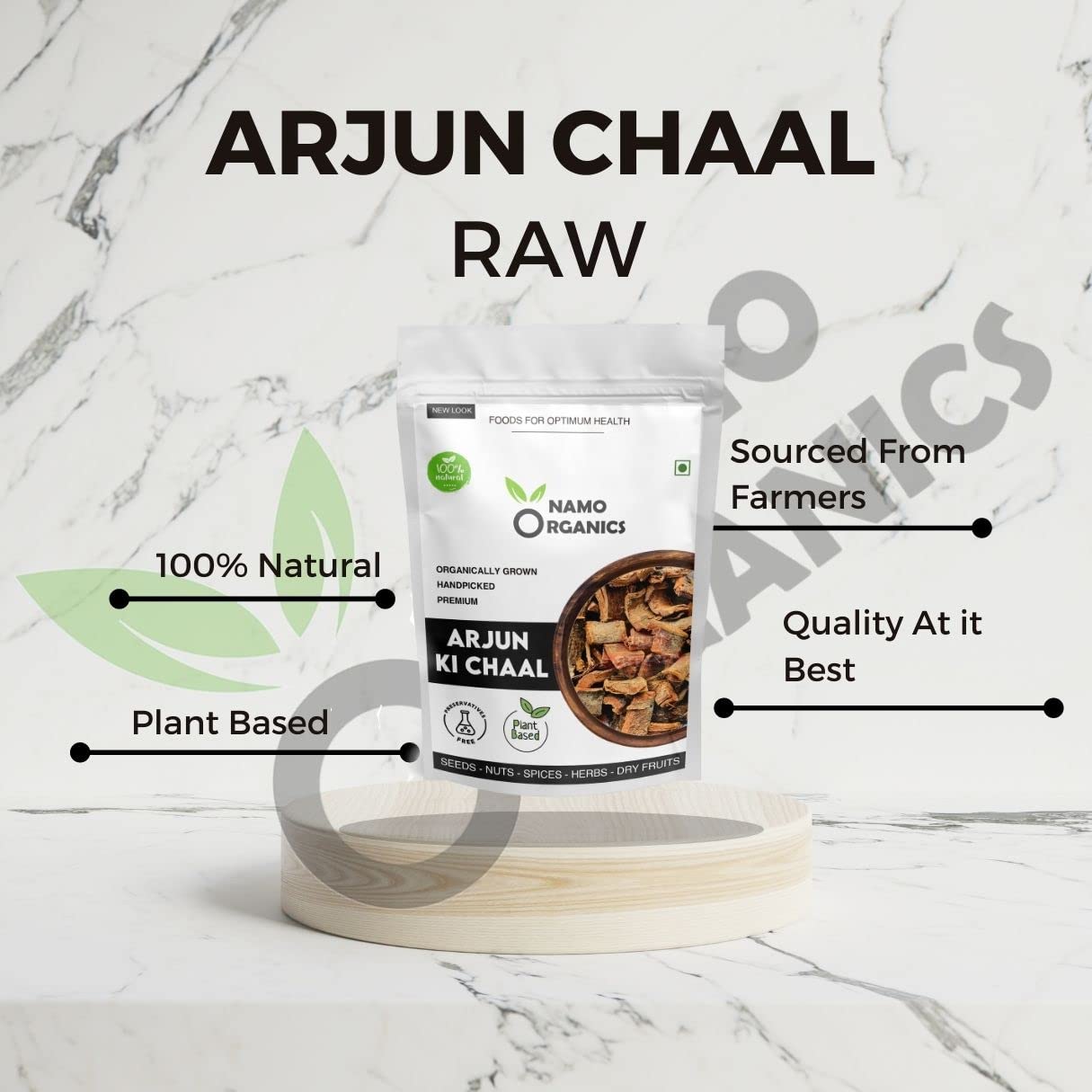 Namo Organics - Arjun ki Chaal â€“ 400g Arjuna Bark â€“ To Support Heart Health & Promote Good Cholesterol | Ayurvedic Heart Health Support | Natural, Sun-Dried, Unprocessed |