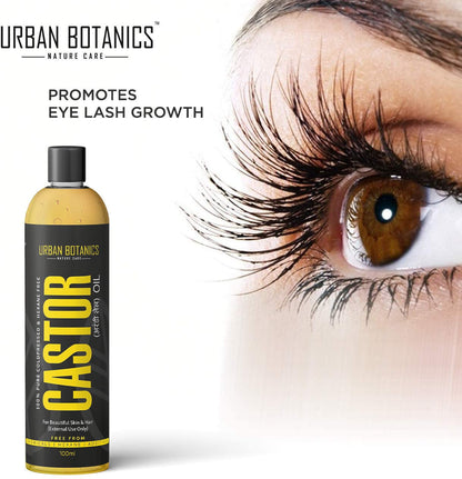 UrbanBotanicsÂ® Cold Pressed Castor Oil for Hair Growth, Skin Care, Moisturising Dry Skin, Nails, Eyelash - Virgin Grade - 100ml