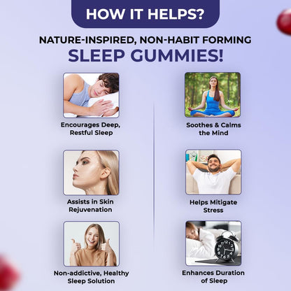 The Body Reserve Quick Sleep Melatonin Gummies For Natural Sleep Aid For Muscle Recovery,Nerve Relaxation & Relieves Stress Vegan,Gluten-Free,Non-Addictive Cranberry Flavours,30 Gummies,No Added Sugar