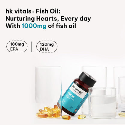 HealthKart hk vitals Calcium, Magnesium and Zinc Tablets with Vitamin D3 & Fish Oil (60 Tablets Each) Combo Pack | 1000mg Omega 3 with 180 mg EPA & 120 mg DHA