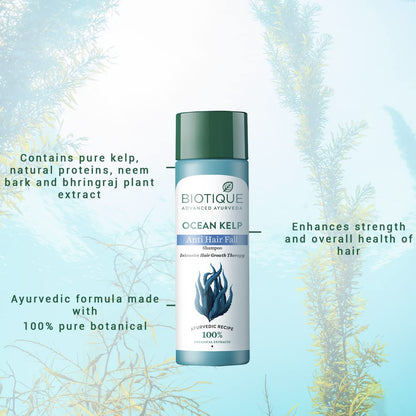 Biotique Ocean Kelp Anti Hairfall Shampoo | Intensive Hair Growth Therapy| Anti Hairfall Shampoo that Maintains Shine |100% Botanical Extracts | Suitable for All Hair Types |190ml