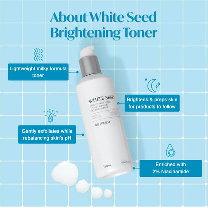 The Face Shop White Seed Brightening Face Toner with Niacinamide & Vitamin B | For Dark Spots, Dullness & Acne Scars| Suitable for Normal, Oily, Dry, Combination Skin | Sulphate & Paraben Free, 145ml