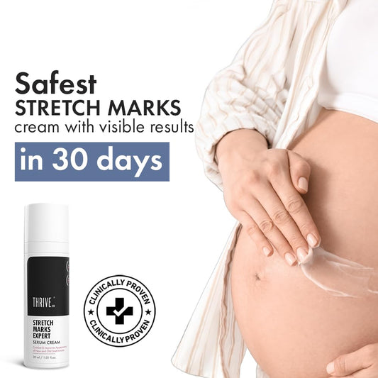 ThriveCo Stretch Marks Expert Serum Cream | Clinically Proven Treatment for New red & Old white Stretch Marks & Scars Removal | Infused with CollarevÂ®, Strioverâ„¢, Rosehip Oil | Women & Men (Stretch Marks 30ML)